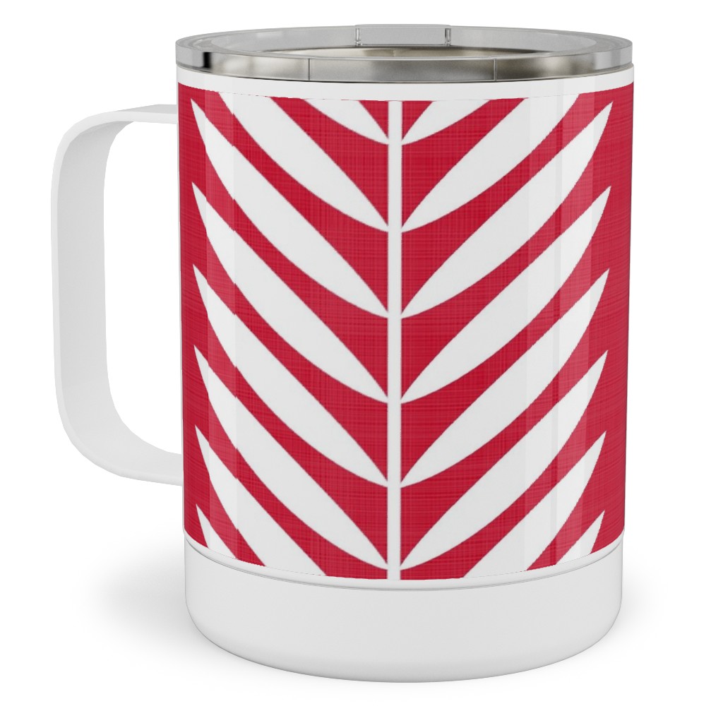 Laurel Leaf Stripe Stainless Steel Mug, 10oz, Red, Apple