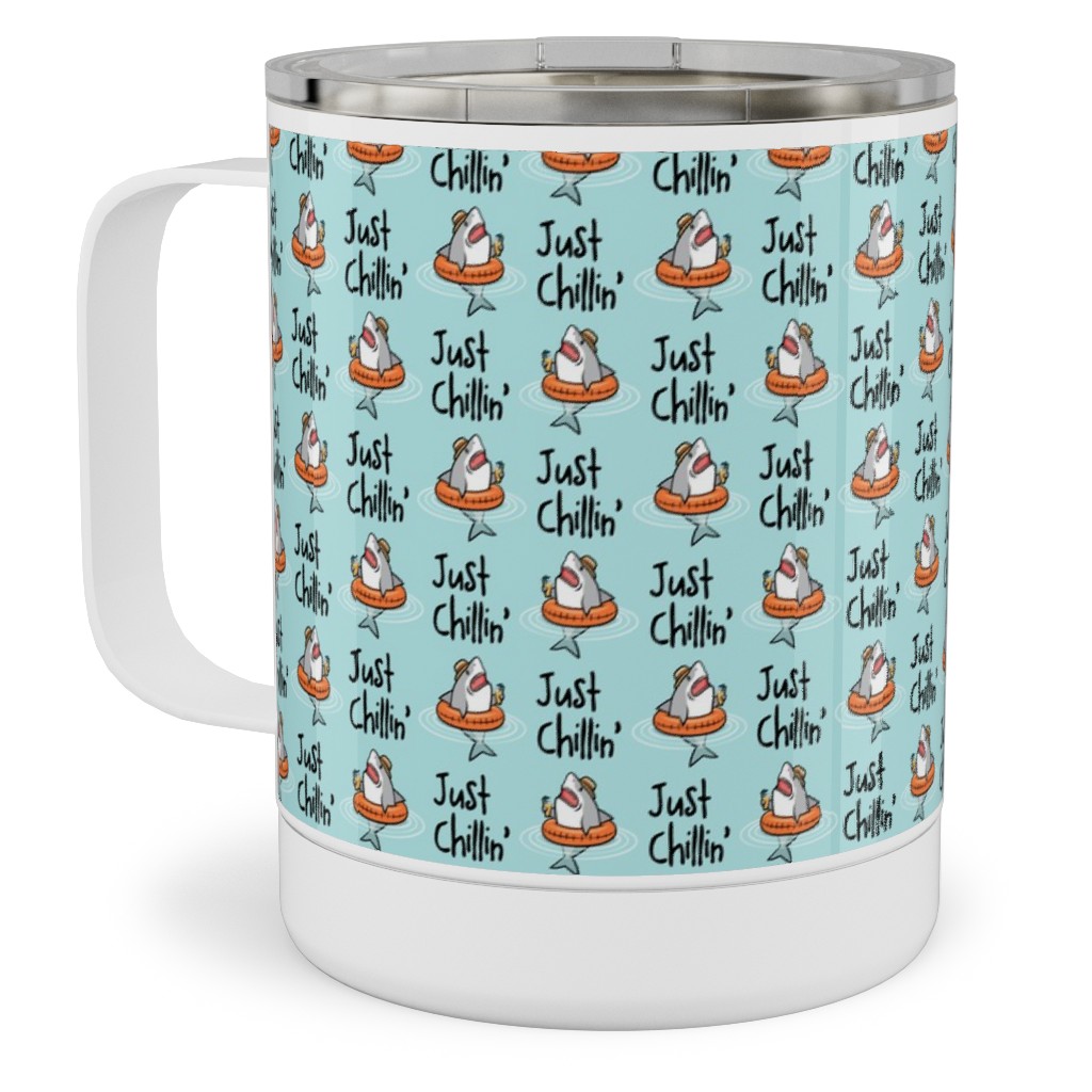 Just Chillin' - Pool Sharks - Light Blue Stainless Steel Mug, 10oz, Blue