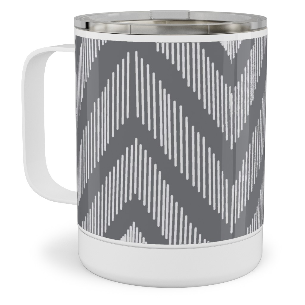 Ikat Stainless Steel Mug, 10oz, Gray, Slate