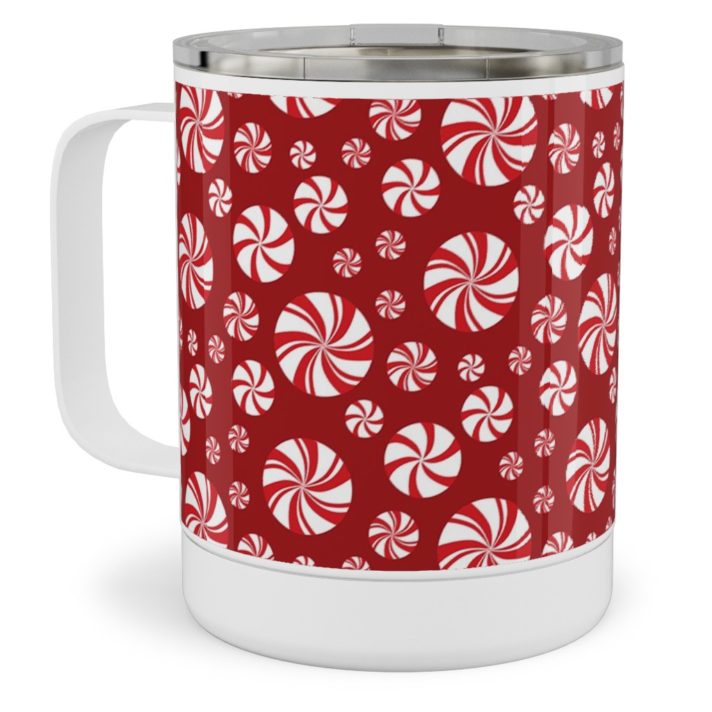 Nutcracker Peppermints on Red Stainless Steel Mug, 10oz, Red, Red