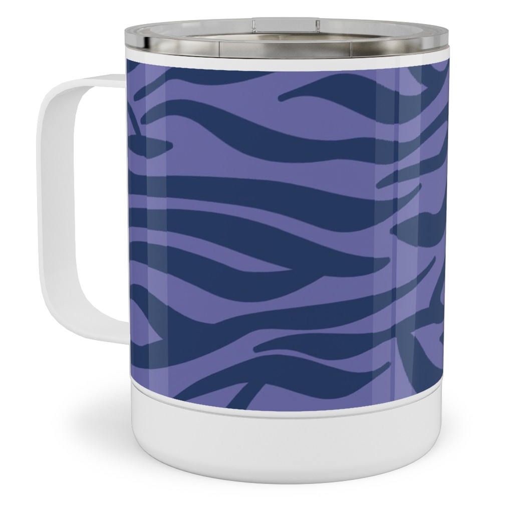 Zebra Animal Print - Purple Stainless Steel Mug, 10oz, Purple