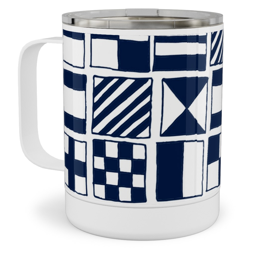 Sailing Flags - Navy Blue Stainless Steel Mug, 10oz, Blue