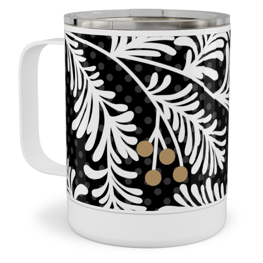 Winter Branches Stainless Steel Mug, 10oz, Black, Charcoal