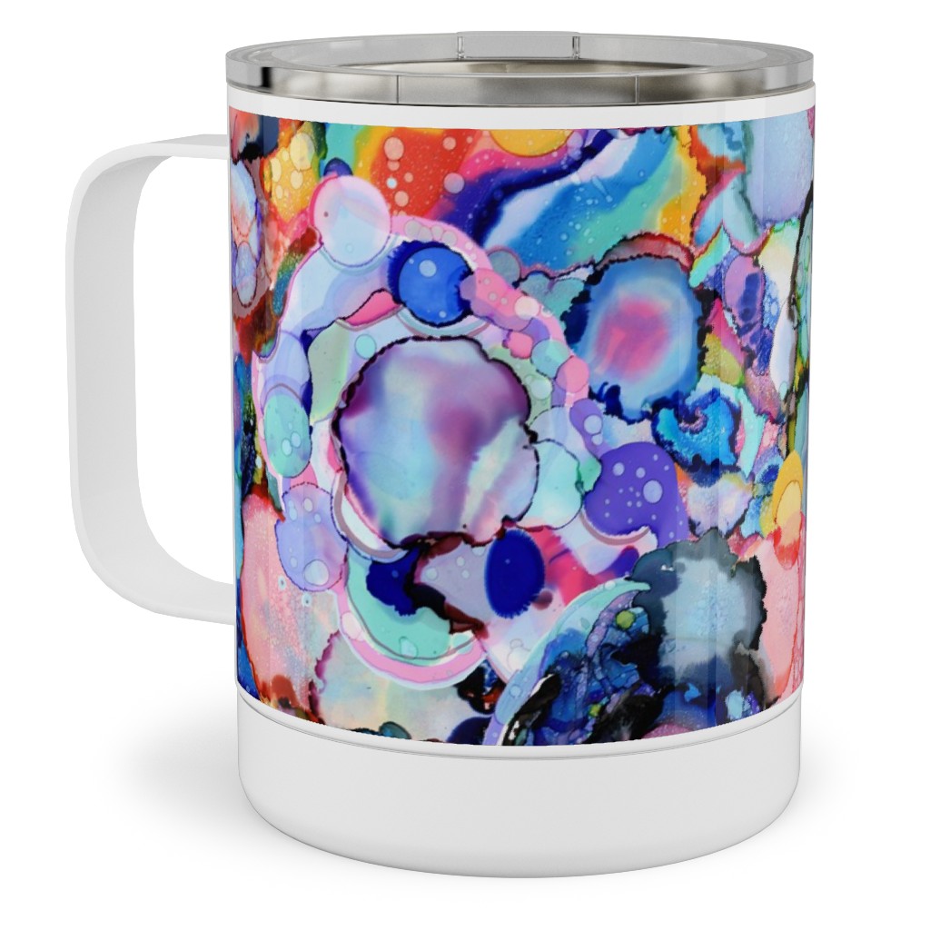 Rainbow Ink Abstract - Multi Stainless Steel Mug, 10oz, Multicolor