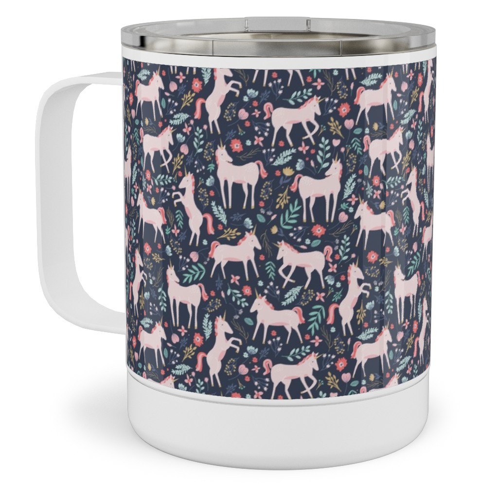Pink Unicorn Fields - Dark Stainless Steel Mug, 10oz, Multicolor