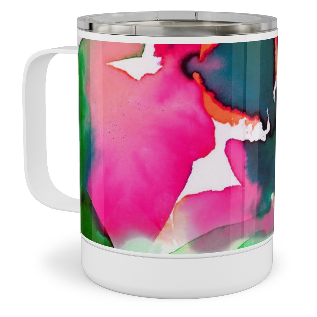 Abstract Flora Watercolor - Multi Stainless Steel Mug, 10oz, Multicolor