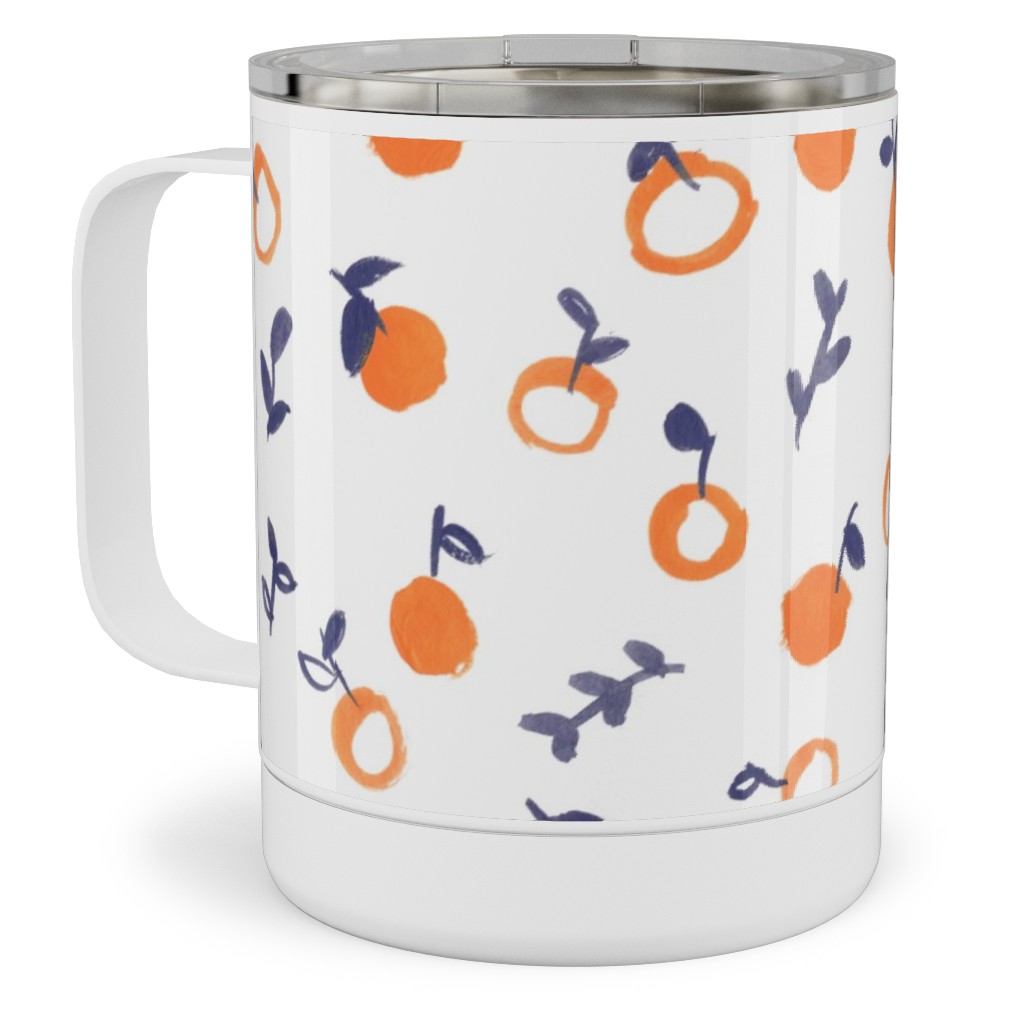 Whimsical Watercolor Orange Stainless Steel Mug, 10oz, Orange