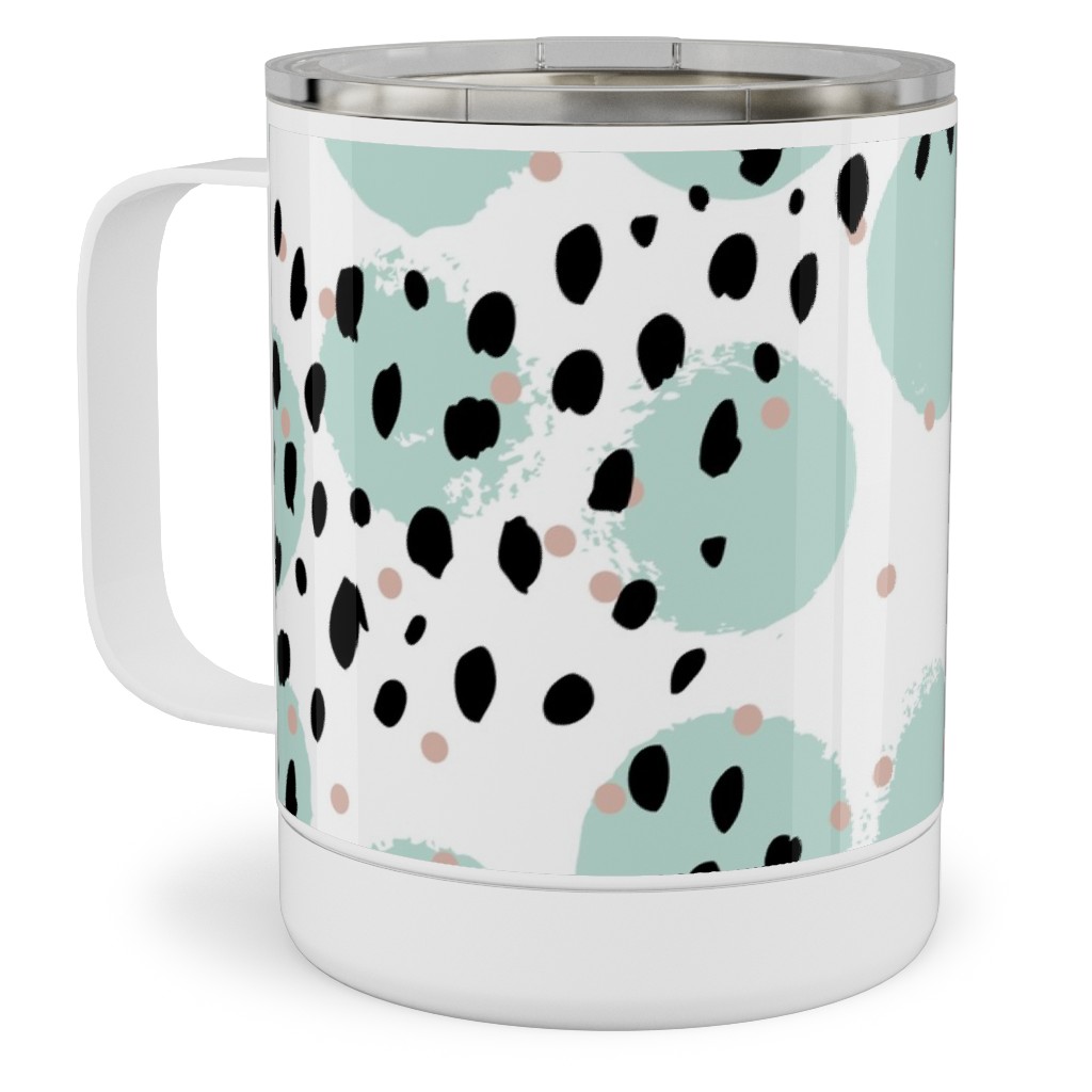 Abstract Rain - Green Stainless Steel Mug, 10oz, Green