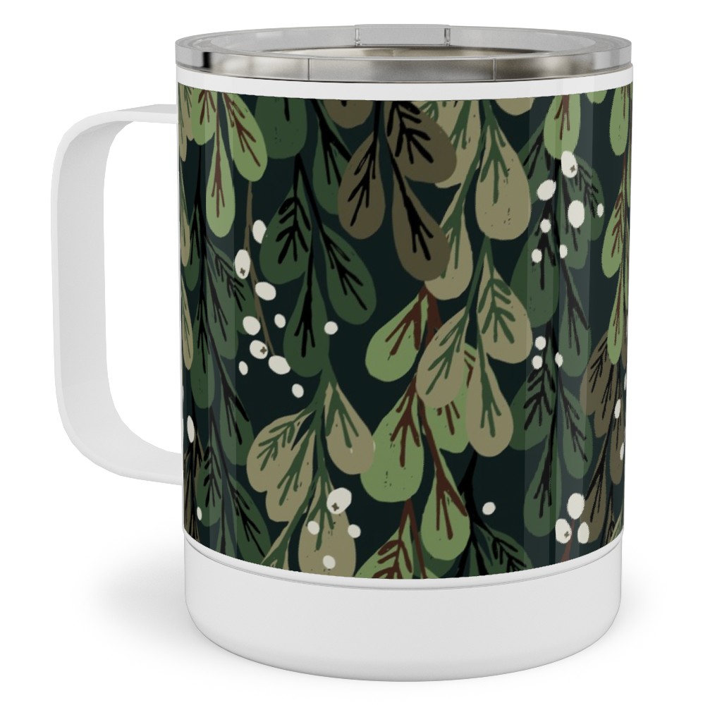 Mistletoe - Green Stainless Steel Mug, 10oz, Green, Classic Green