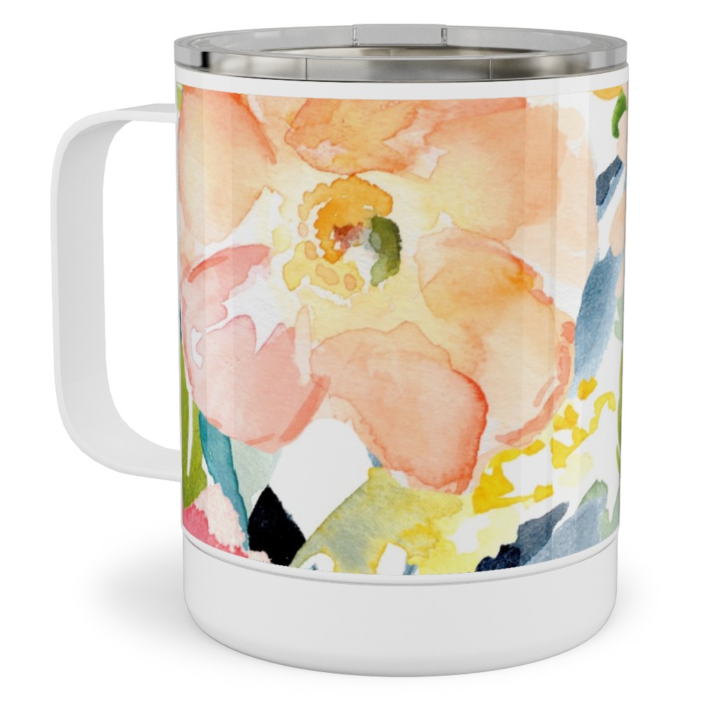 Floral Love Print Stainless Steel Mug, 10oz, Multicolor
