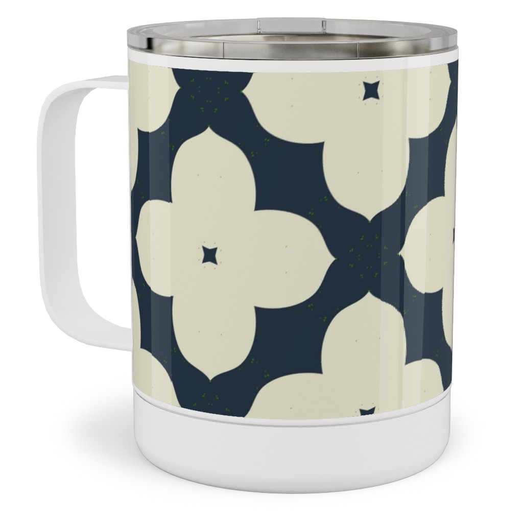 Bunchberry - Black Stainless Steel Mug, 10oz, Blue, True Blue