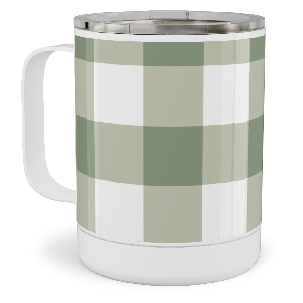 Plaid - Green Stainless Steel Mug, 10oz, Green