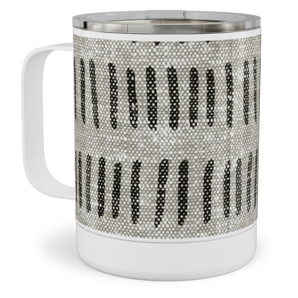 Modern Farmhouse Dash - Multi on Beige Stainless Steel Mug, 10oz, Gray, Gray