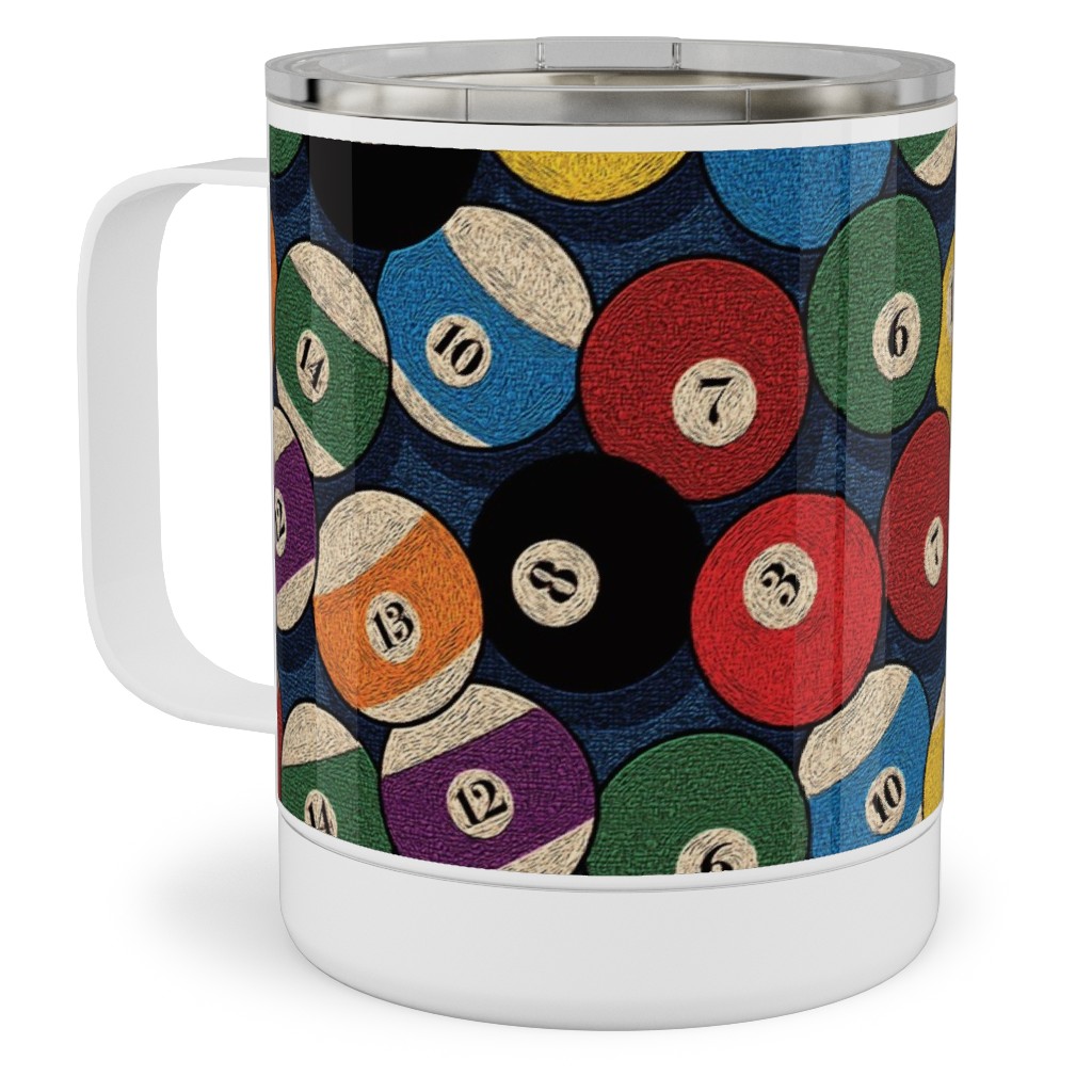 Billiard Bowls - Multi Stainless Steel Mug, 10oz, Multicolor