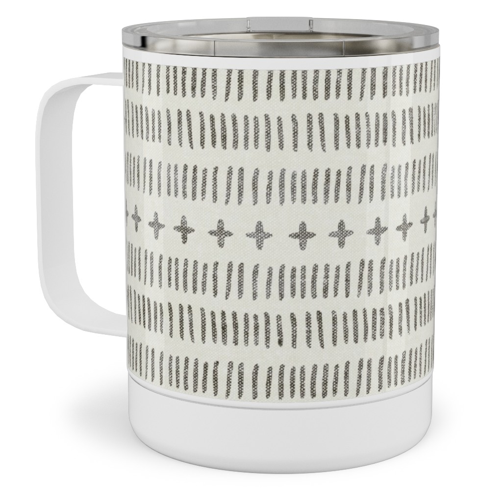 Modern Farmhouse Dash - Light Stainless Steel Mug, 10oz, Beige, Pearl