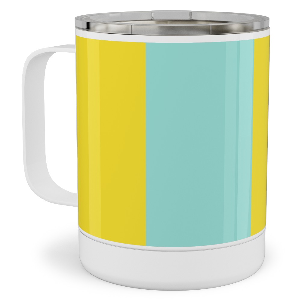 Vertical Stripes Stainless Steel Mug, 10oz, Blue, Frost