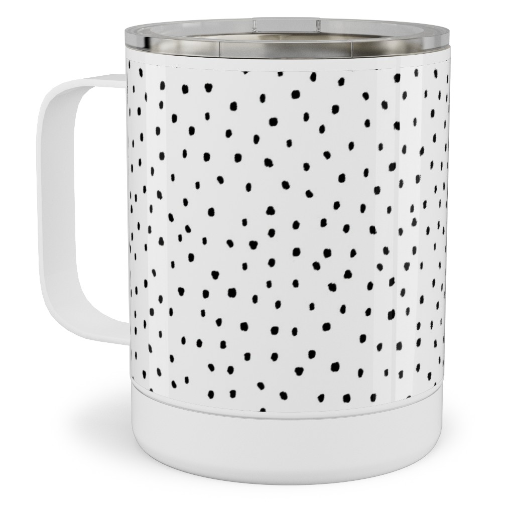 Tiny Dot - Black + White Stainless Steel Mug, 10oz, White, White