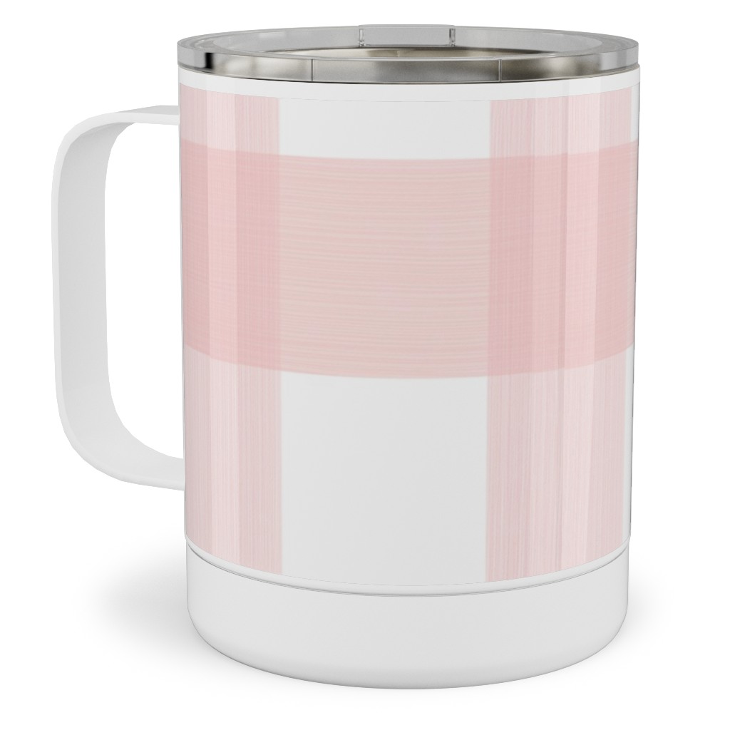 Cross Hatch Plaid Stainless Steel Mug, 10oz, Pink, Pearl