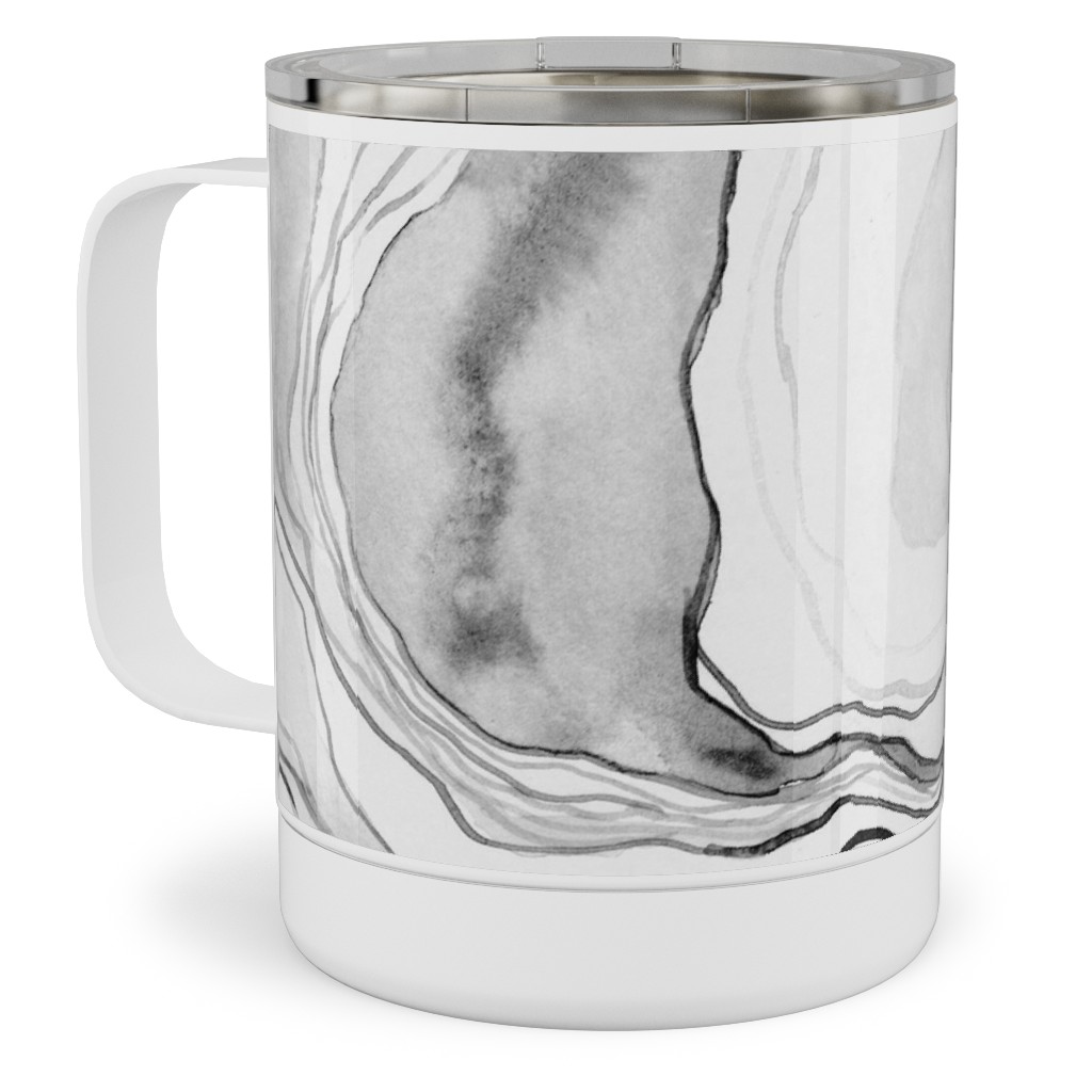 Watercolor Marble Stainless Steel Mug, 10oz, Gray, Silver Lining
