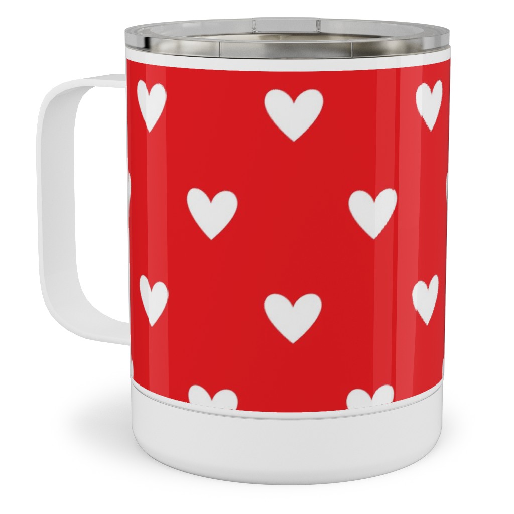 Love Hearts - Red Stainless Steel Mug, 10oz, Red