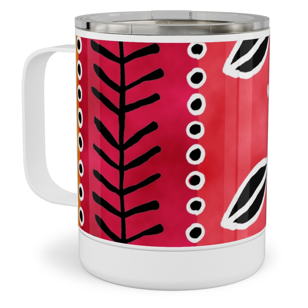 Ribbons Stainless Steel Mug, 10oz, Red