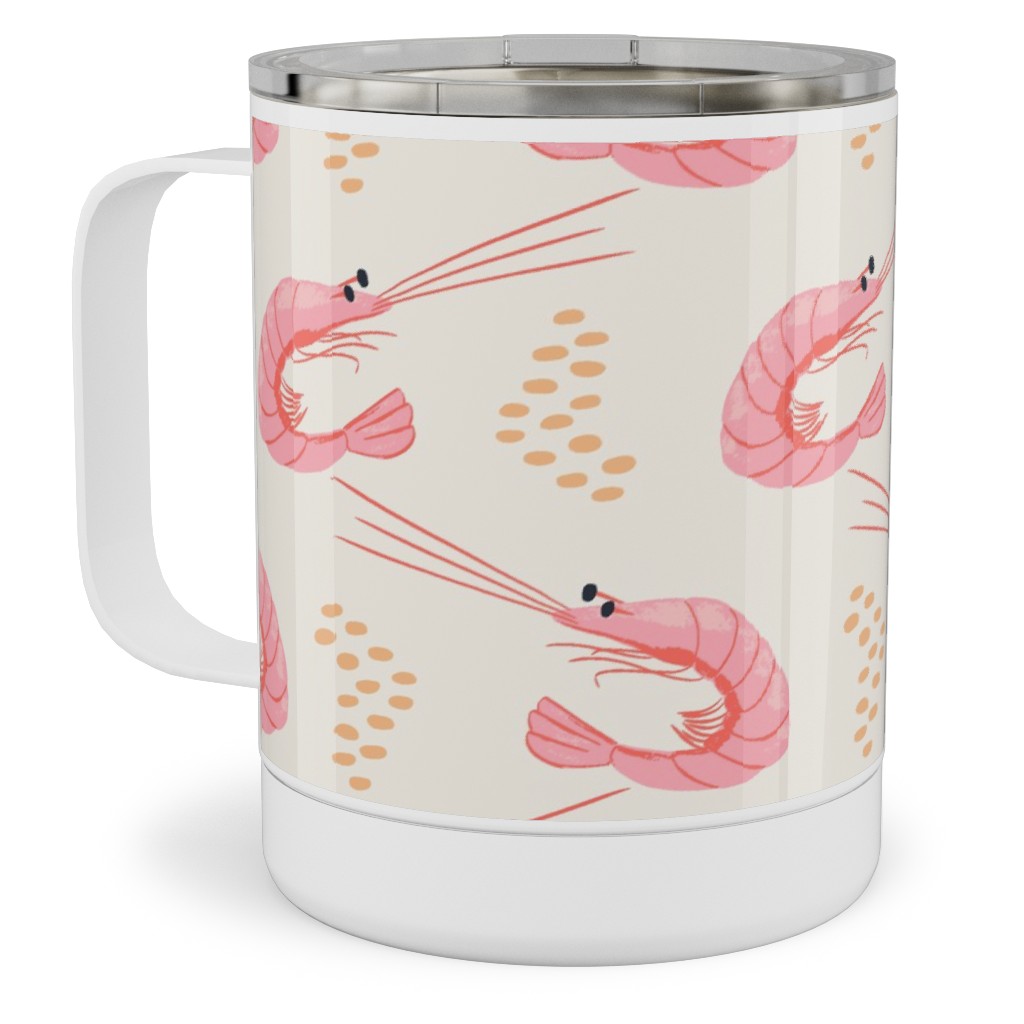 Zigzag Shrimps - Pink Stainless Steel Mug, 10oz, Pink