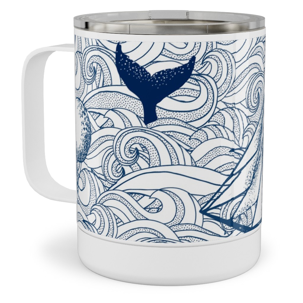 Vintage Nautical Journey Stainless Steel Mug, 10oz, Blue
