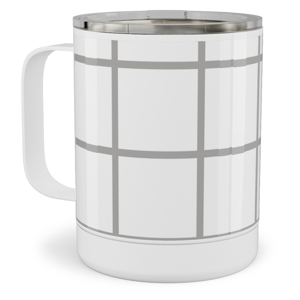Window Pane Stainless Steel Mug, 10oz, Gray