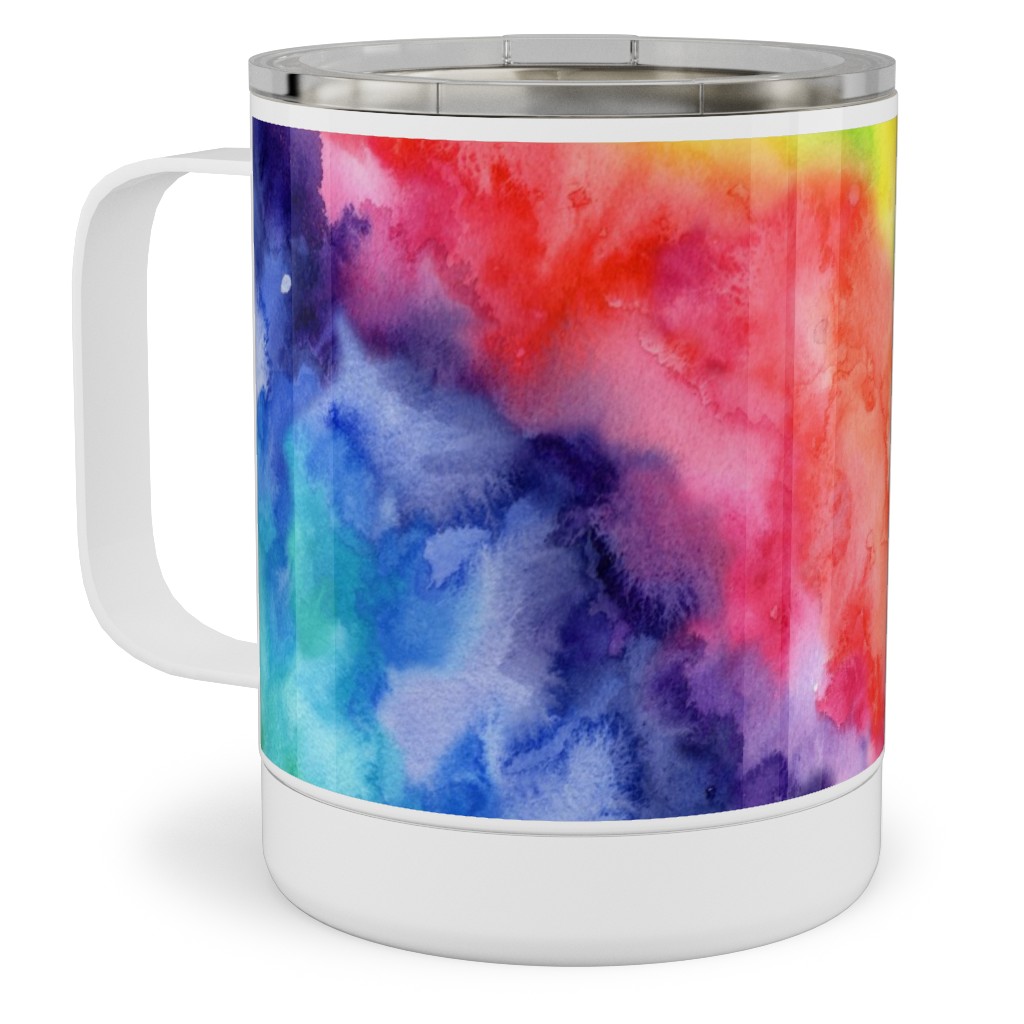 Rainbow Watercolor Wash Stainless Steel Mug, 10oz, Multicolor