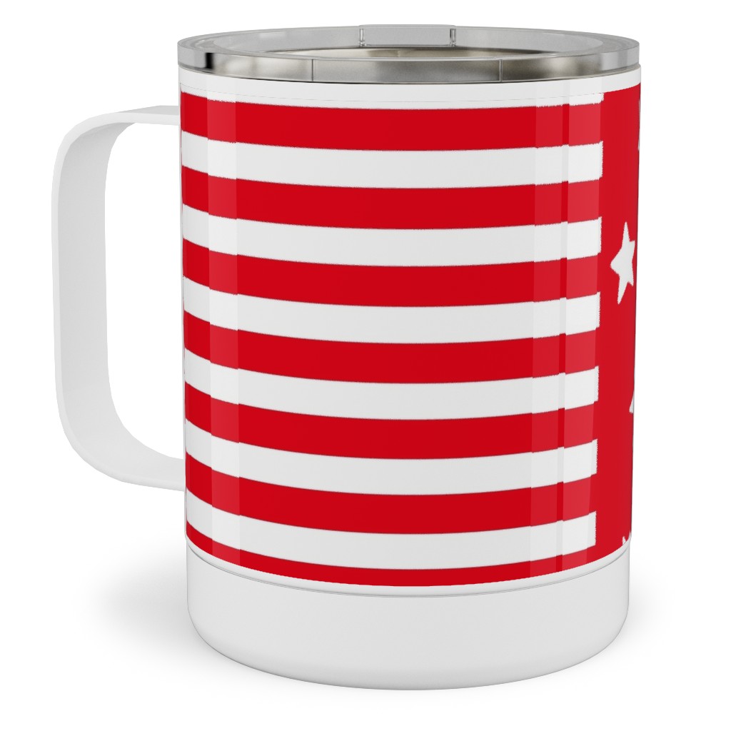 Stars and Stripes Reversed - Canada Day - Red and White Stainless Steel Mug, 10oz, Red