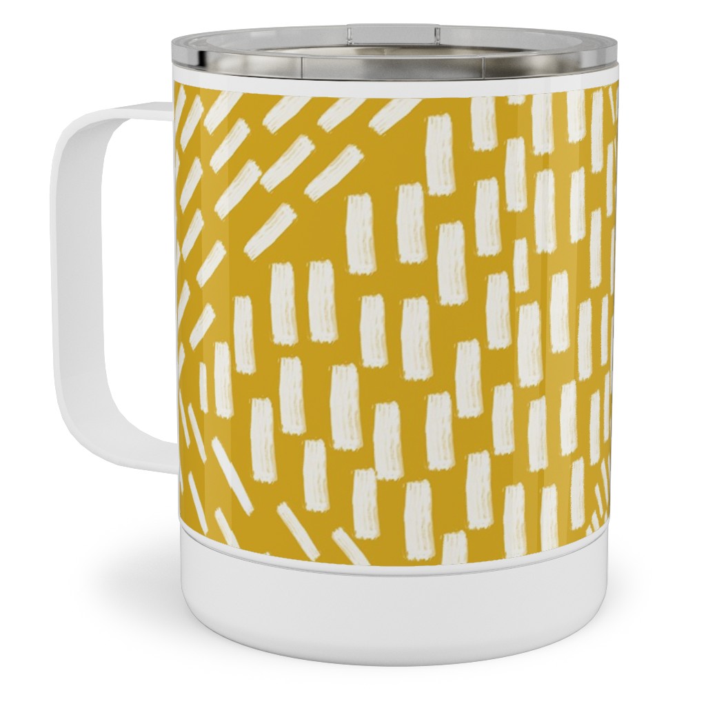 Abstract Brushstrokes Stainless Steel Mug, 10oz, Yellow