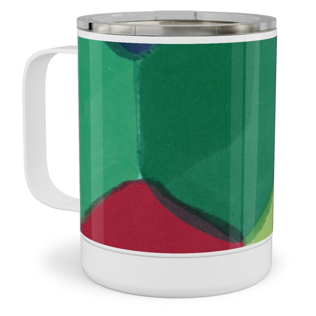 Overlapping Hexagons - Warm Summer Stainless Steel Mug, 10oz, Multicolor