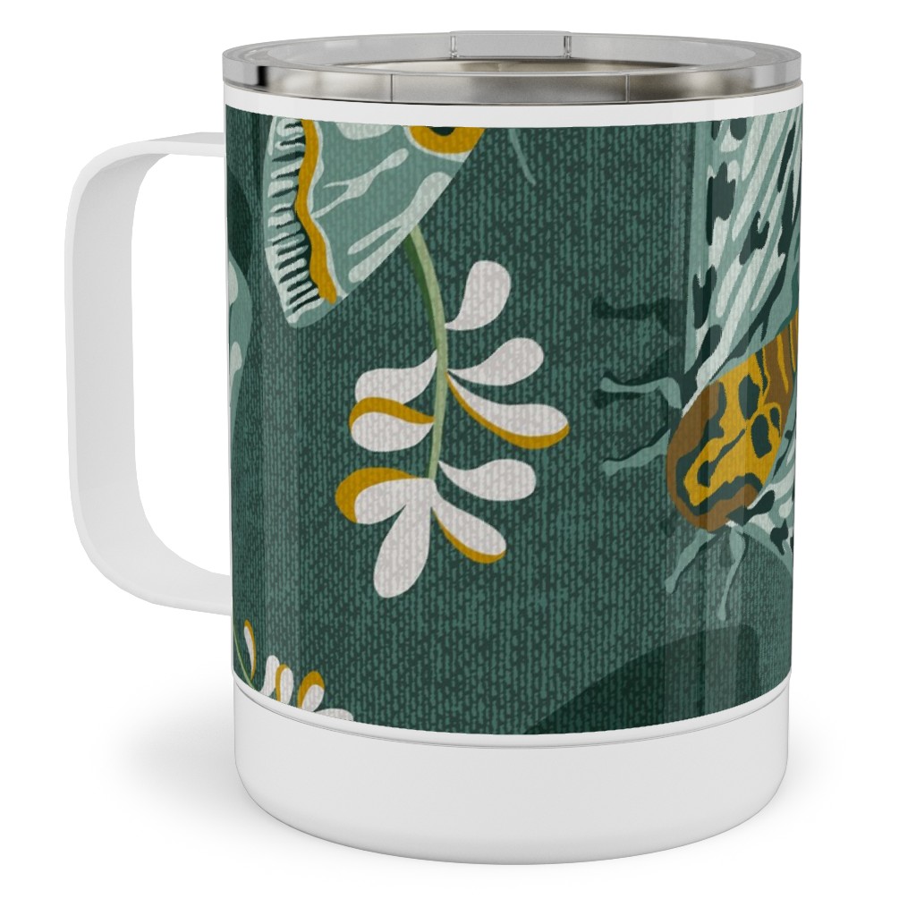 Gathering Moths - Green Stainless Steel Mug, 10oz, Green, Classic Green