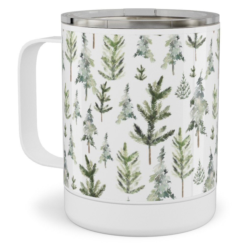 Winter Landscape Stainless Steel Mug, 10oz, Green, Classic Green