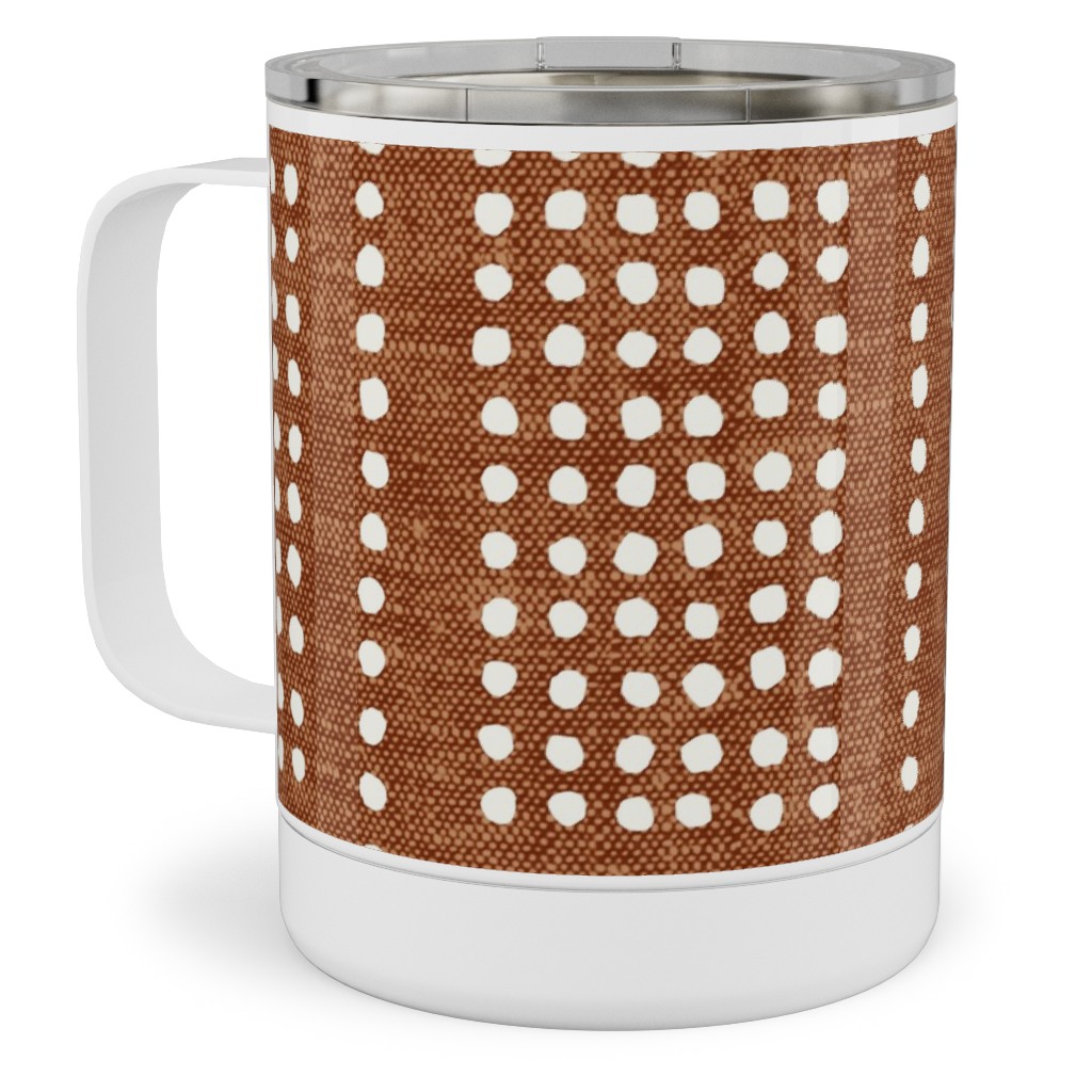 Dotty Boho Geometric - Ginger Stainless Steel Mug, 10oz, Orange, Orange