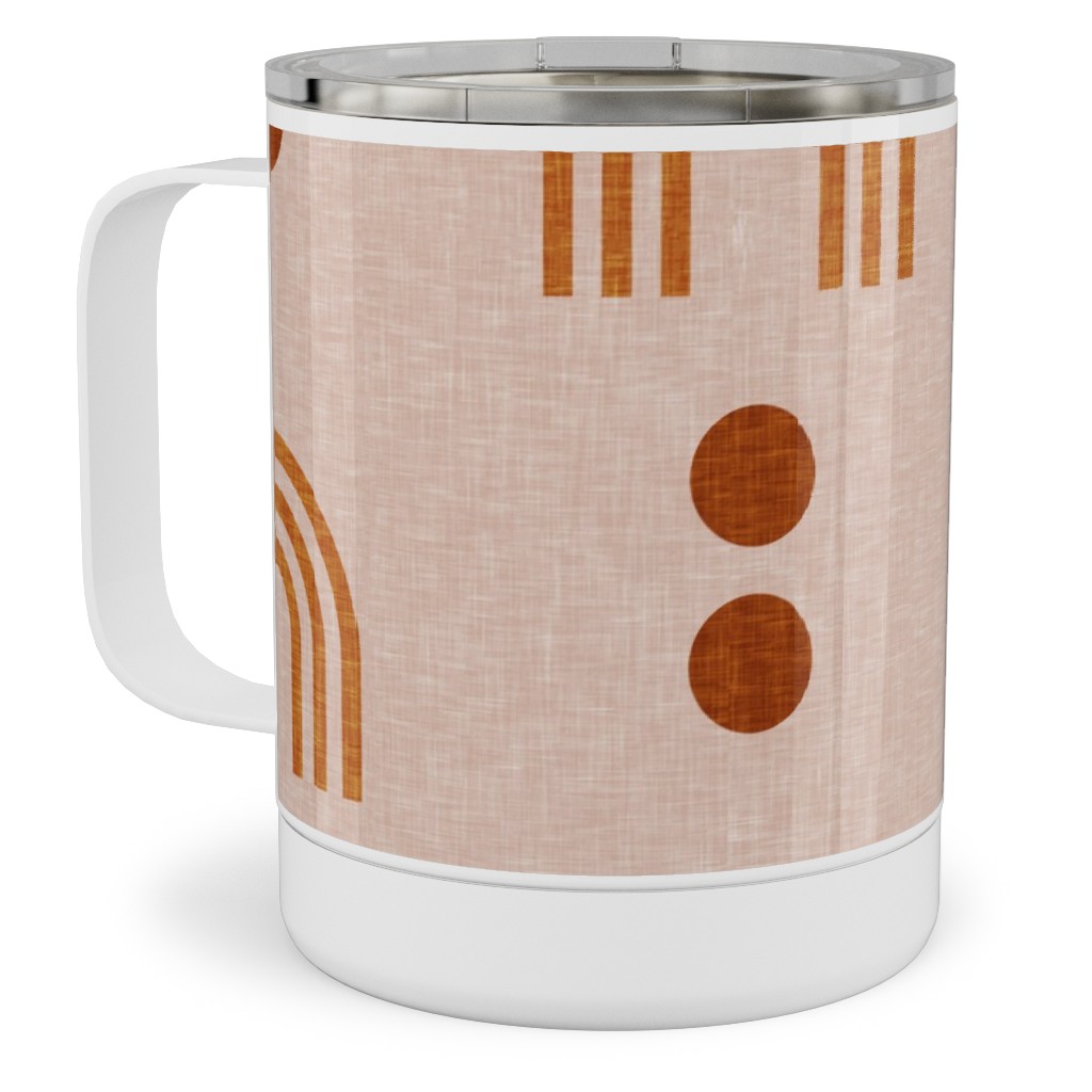 Aria Geometric Rainbow Stainless Steel Mug, 10oz, Pink, Wheat