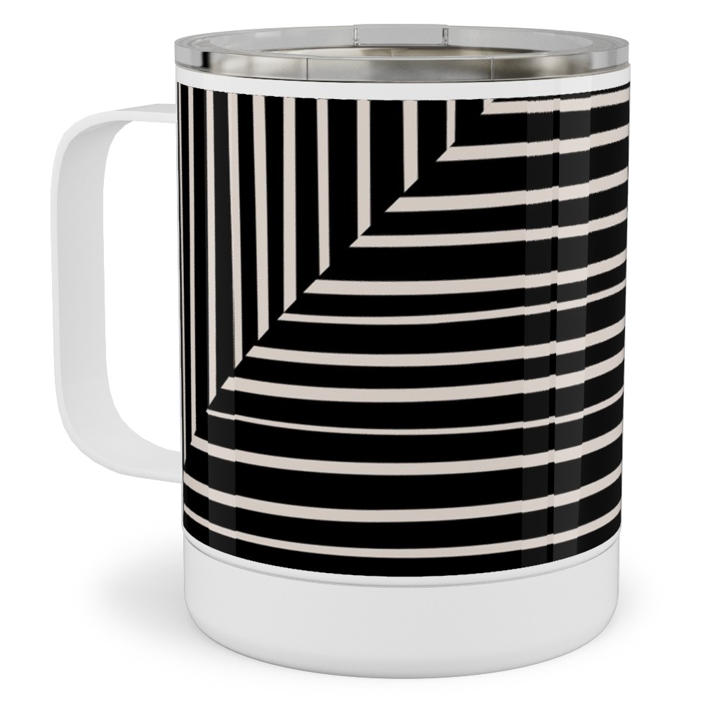 Angles and Lines Stainless Steel Mug, 10oz, Gray