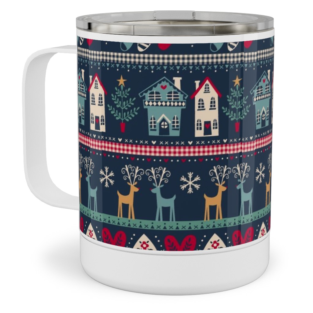 Nordic Vintage Christmas Stainless Steel Mug, 10oz, Multicolor
