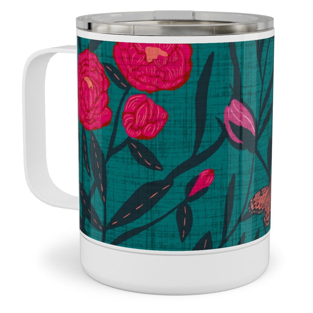 Modern Chintz Stainless Steel Mug, 10oz, Green