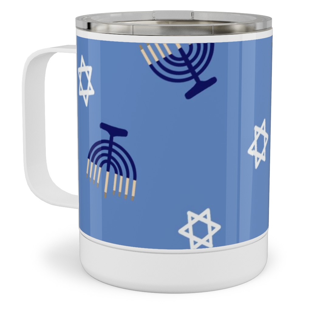 Hanukkah - Blue Stainless Steel Mug, 10oz, Blue