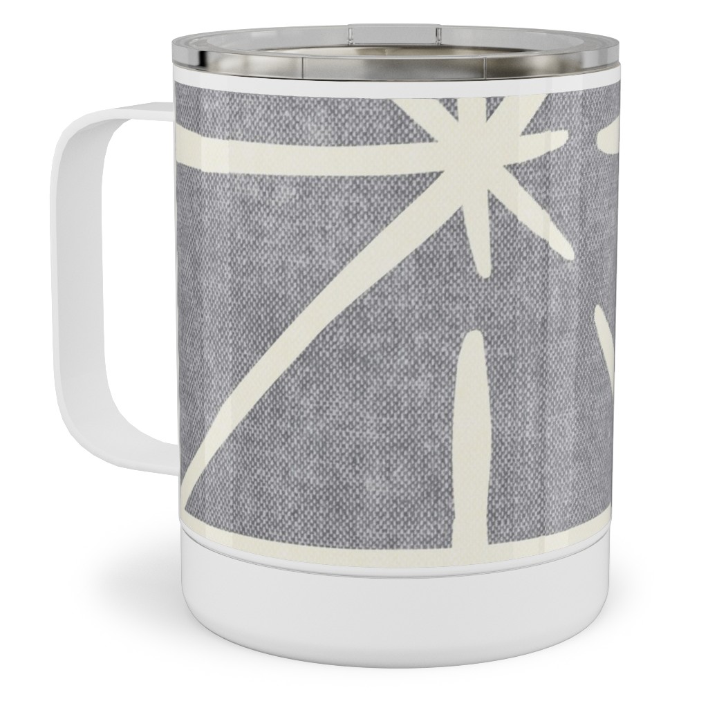 Geometric Triangles - Distressed - Grey Stainless Steel Mug, 10oz, Gray