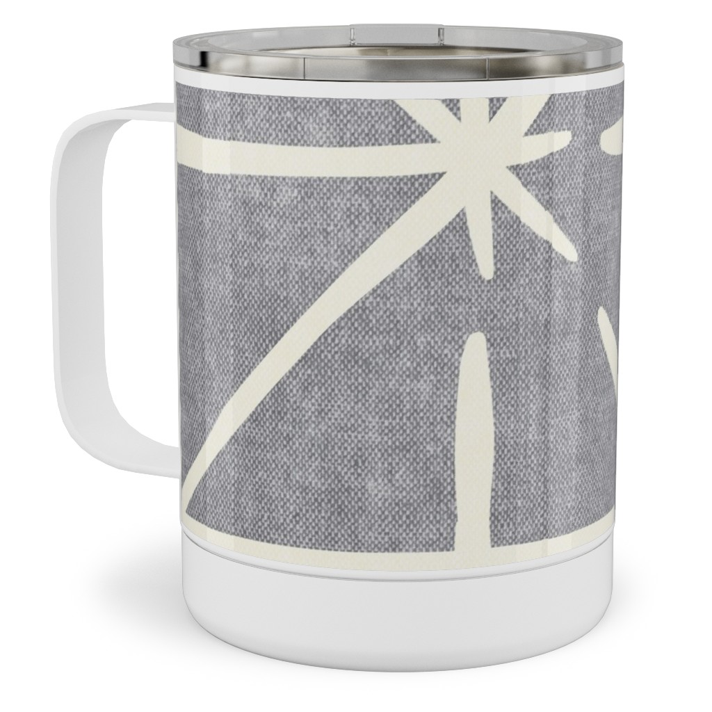 Geometric Triangles - Distressed - Grey Stainless Steel Mug, 10oz, Gray, Gray