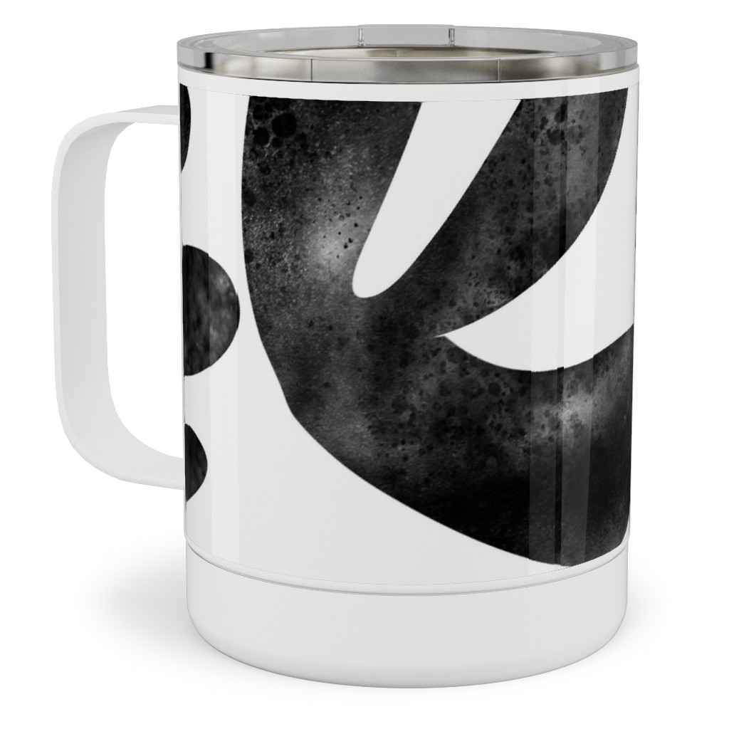 Flower Cutouts - Light Stainless Steel Mug, 10oz, Black, Black