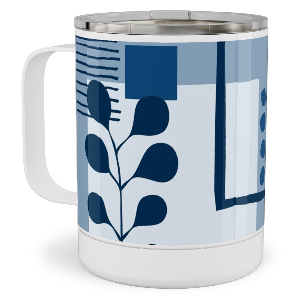 Squared Sea - Blue Stainless Steel Mug, 10oz, Blue