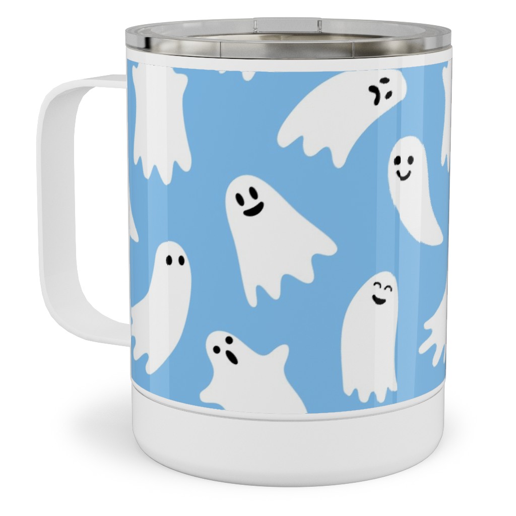 Cute Ghosts - Blue Stainless Steel Mug, 10oz, Blue