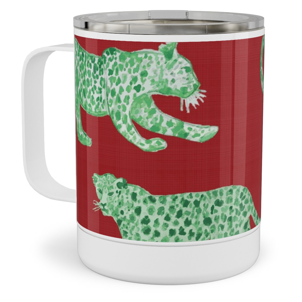 Leopard Parade Stainless Steel Mug, 10oz, Red, Cinnamon