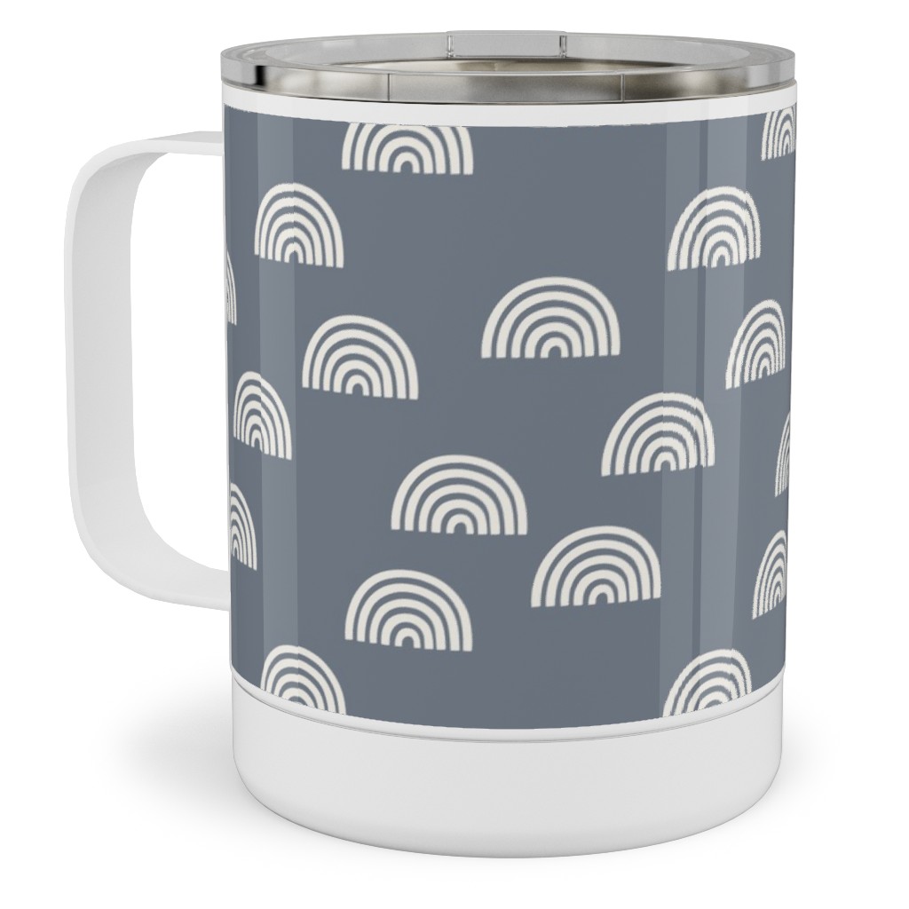 Scattered Rainbows Stainless Steel Mug, 10oz, Blue, Cement