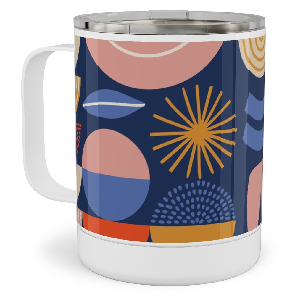 Colorful Geometry - Dark Stainless Steel Mug, 10oz, Multicolor