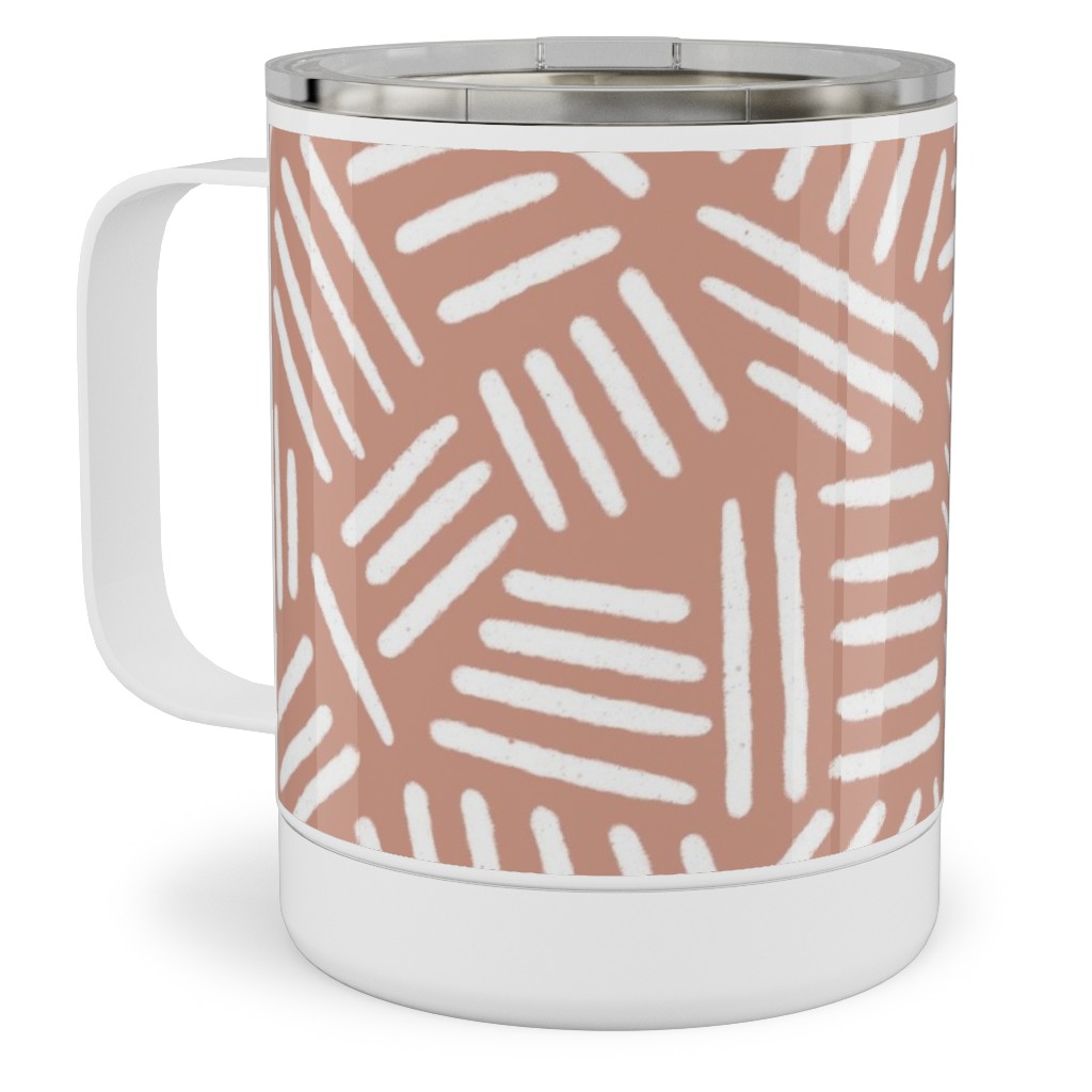 Dashes - Pink Stainless Steel Mug, 10oz, Pink, Bright Pink