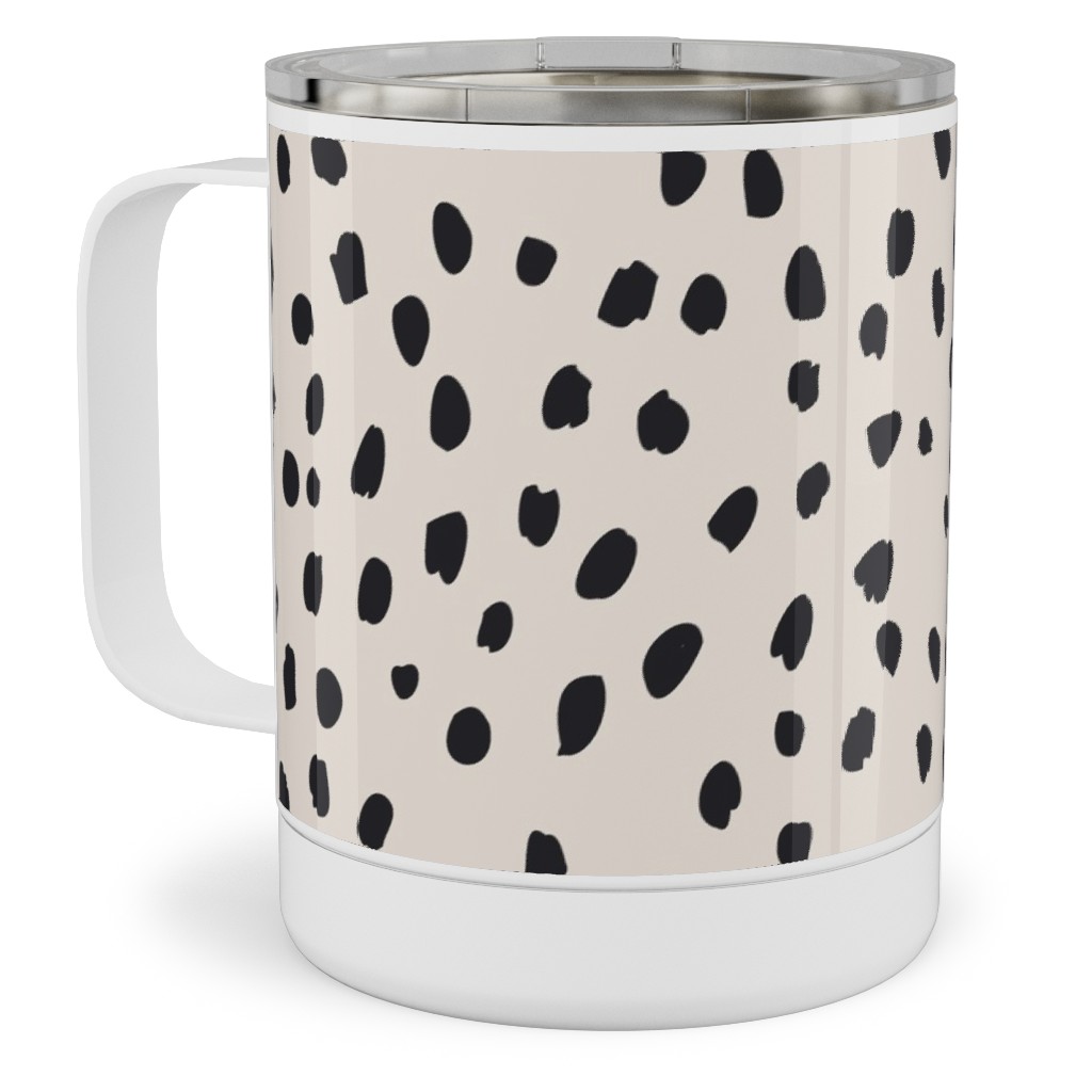 Black Marks - Creamy Beige Stainless Steel Mug, 10oz, Beige